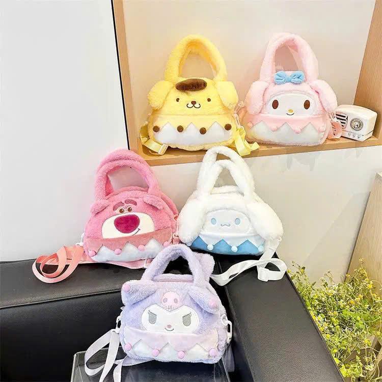 Túi xách nữ mini gấu bông cầm tayy lông nhung hoạt hình dễ thương cho mẹ và bé