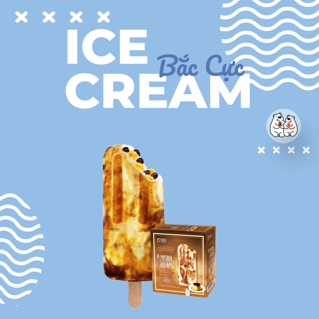 Kem pudding trân châu đường nâu Shaomei Brown Sugar Boba & Pudding IC Bar Đài Loan 75g
