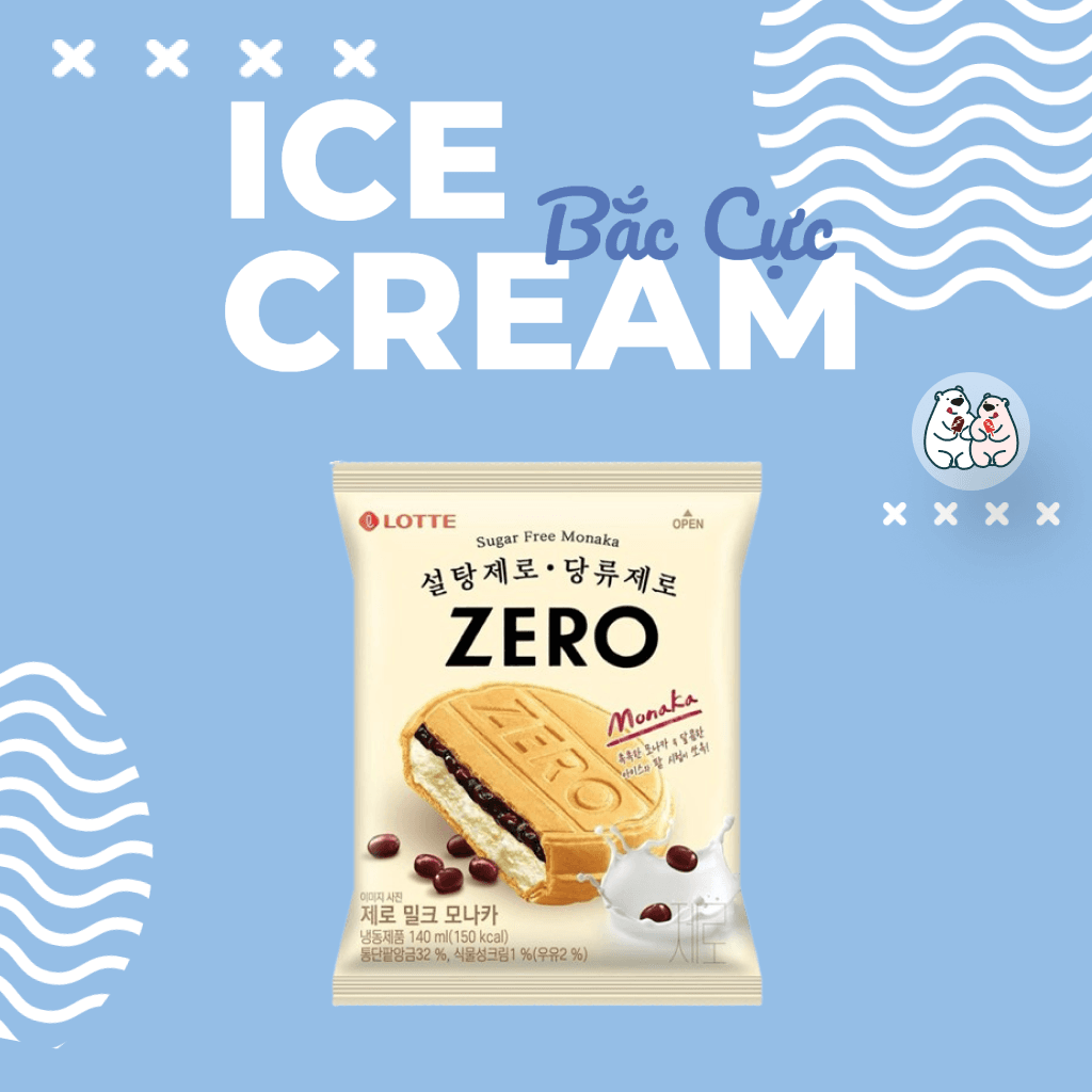 Kem bánh đậu đỏ Lotte Zero Monaka Hàn Quốc 140ML