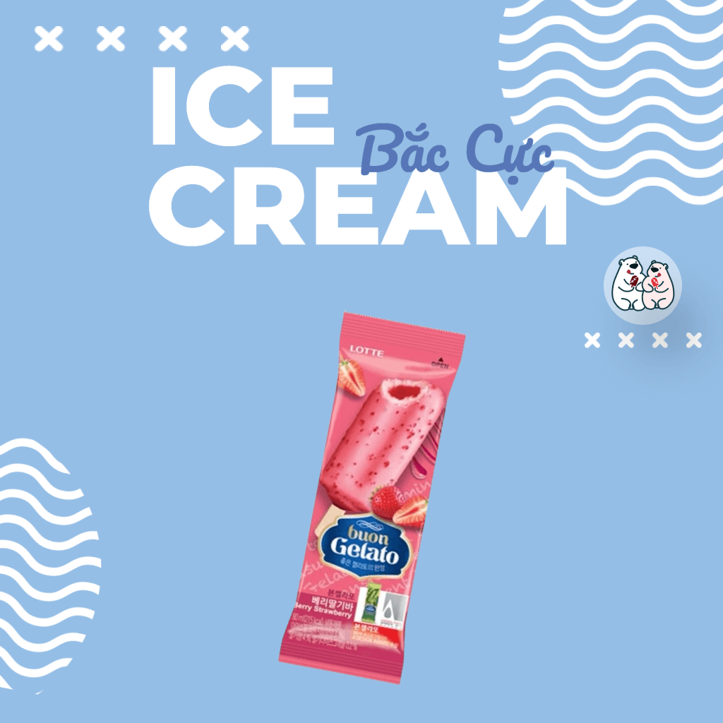 Kem dâu berry Lotte Buon Gelato Berry Strawberry Hàn Quốc 80ML