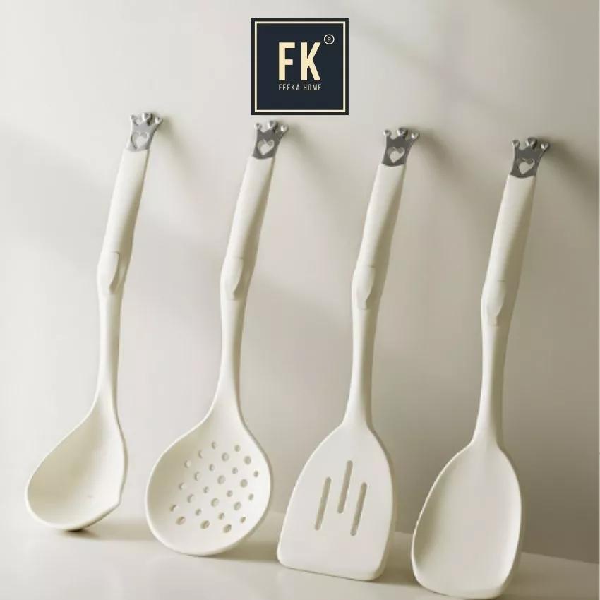 Bộ dụng cụ thìa môi silicon sang trọng chịu nhiệt 230 độ C, phới vét bột spatula silicon sang trọng