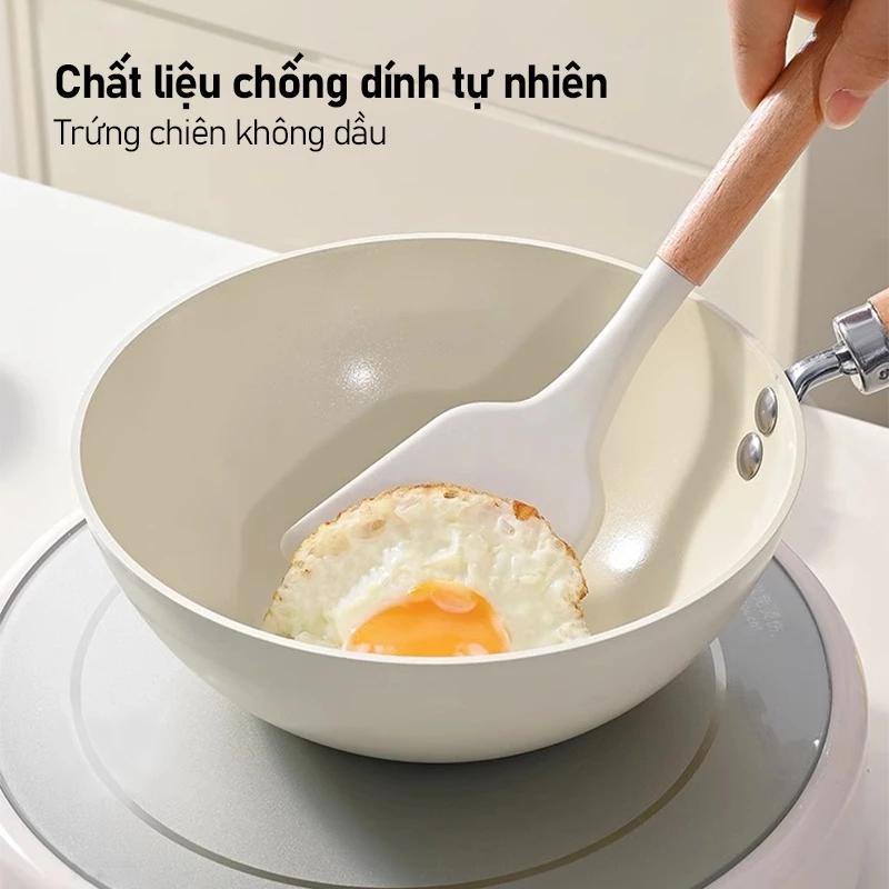 TJean Chảo chống dính Chảo phủ gốm sâu lòng kích thước 24cm, dễ lau chùi, phù hợp với mọi loại bếp