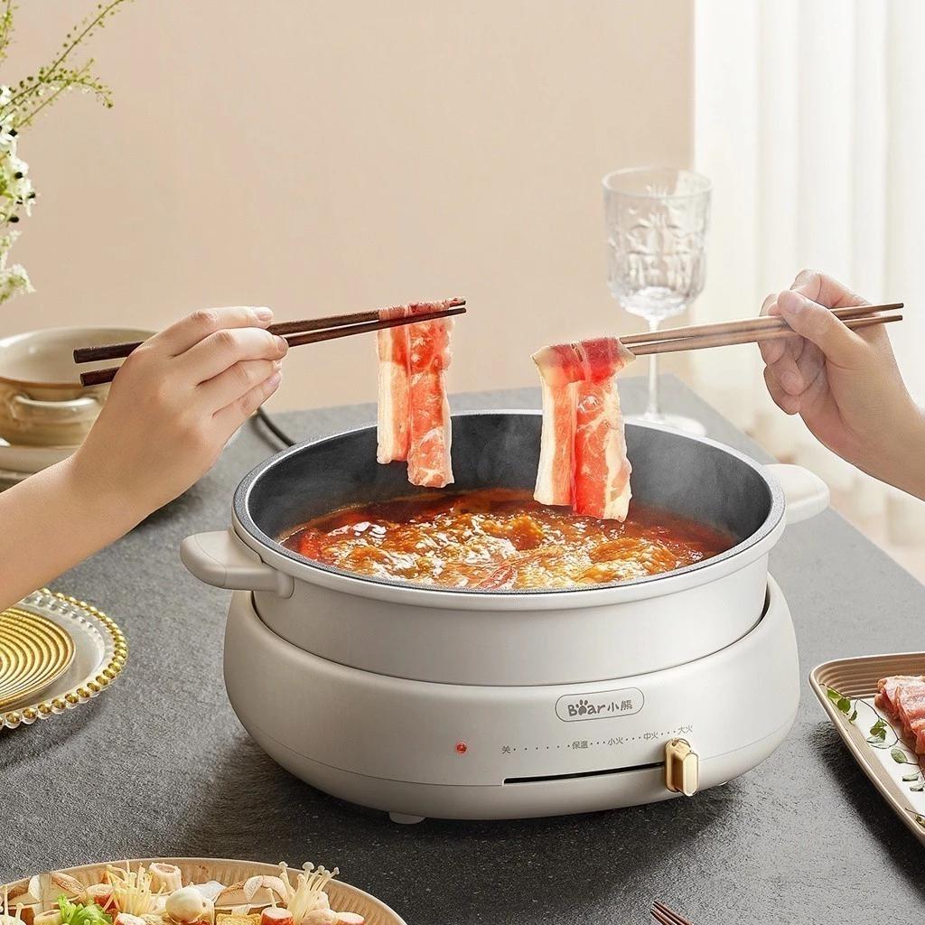 Bộ Nồi Lẩu Nướng Bear 3 khay 3in1 DHG-C40W2 - Hàng Chính Hãng