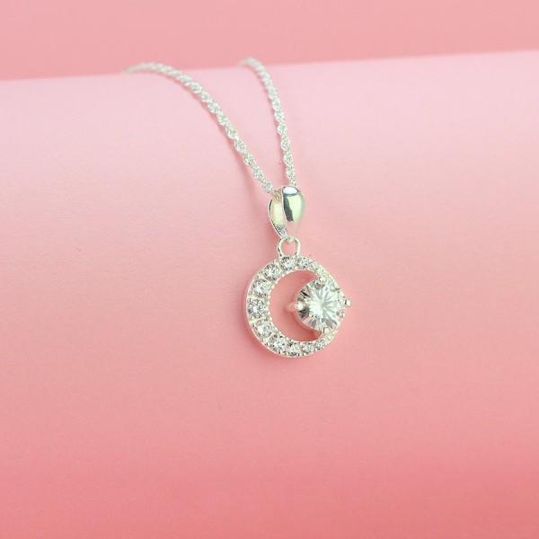 Dây chuyền nữ kim cương Moissanite đính đá 6.0mm DCNM0002