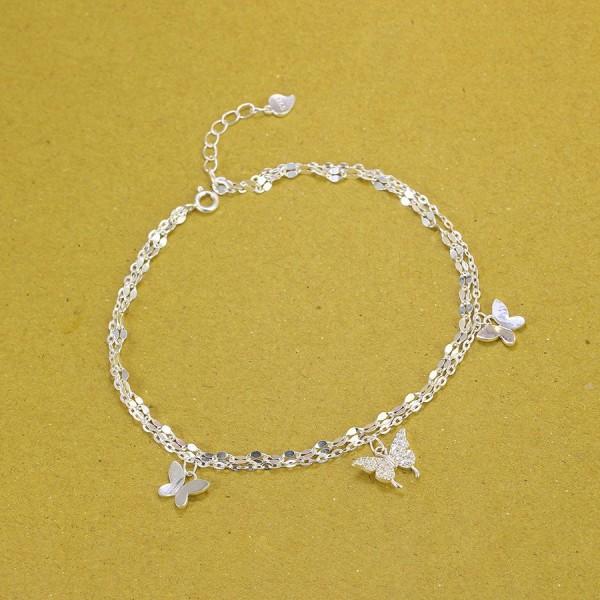 Lắc chân hình cánh bướm cho nữ bằng bạc LCN0121